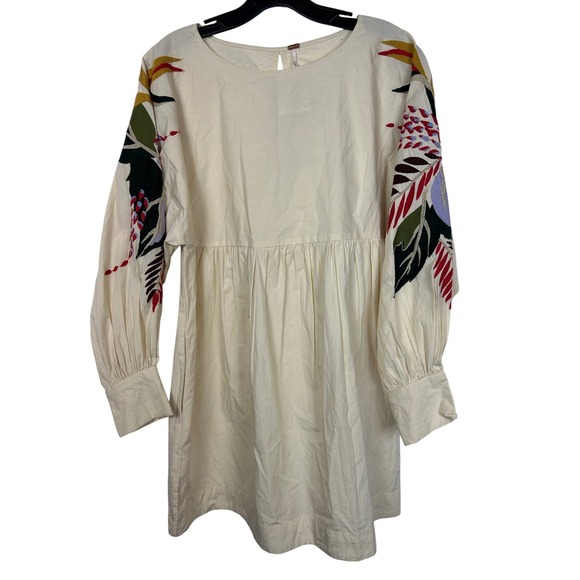 Free People Dresses & Skirts - Free People Ivory Mini Obsessions Cotton Whimsical Long Sleeve Boho Dress Small